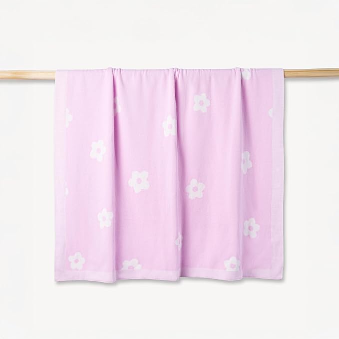 SWaddle AN Floral Jacquard Baby Blanket, Size 30x40in, 100% Cotton Fabric, Two-Sided Breathable Throw Blanket for Boys and Girls