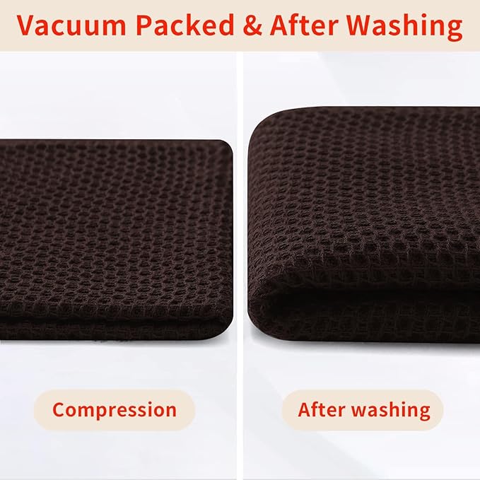 Homaxy 100% Cotton Kitchen Towels and Dishcloths Set, 12 x 12 Inches and 13 x 28 Inches, Set of 12 Bulk Kitchen Towels Set, Ultra Soft Absorbent Dish Cloths for Washing Dishes, Dark Brown