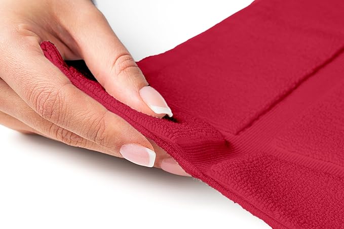 Ample Decor Bath Mats 100% Cotton 24 X 17 & 34 X 20 Inches, Oeko Tex Certified 1350 GSM Solid Construction Thick & Plush, Super Absorbent for Bathroom Floor, Shower – Christmas Red
