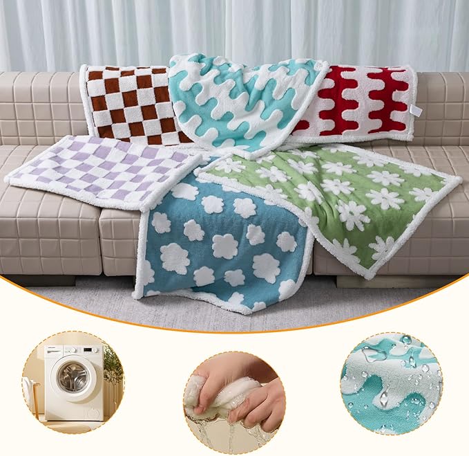 Maidewow Waterproof Pet Blanket,Dog Bed Covers Couch Sofa Stylish Jacquard Pets Throw Blankets for Puppy Cats Washable Reversible Furniture Protection Covers (Blue Wave,XL)