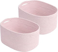 ECDYQXVU Cotton Rope Storage Basket, 15x10x9 Inches, Woven Basket for Shelves, Clothes, Towels, Books, and Laundry, Light Pink (2 Pack)