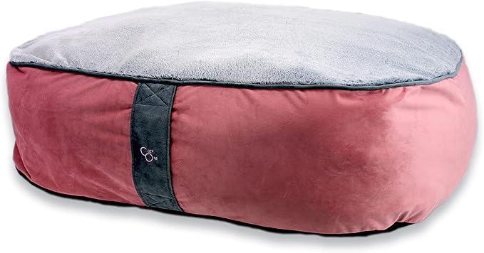 COZY ONE Mia Collection Self-Warming Oval Dog Bed - Ultra-Soft Plush Dream Pet Bed with Removable Velvet Cover - Cozy Dog Beds for Medium Dogs (36x32x10 Inch, Pink) - Made in USA