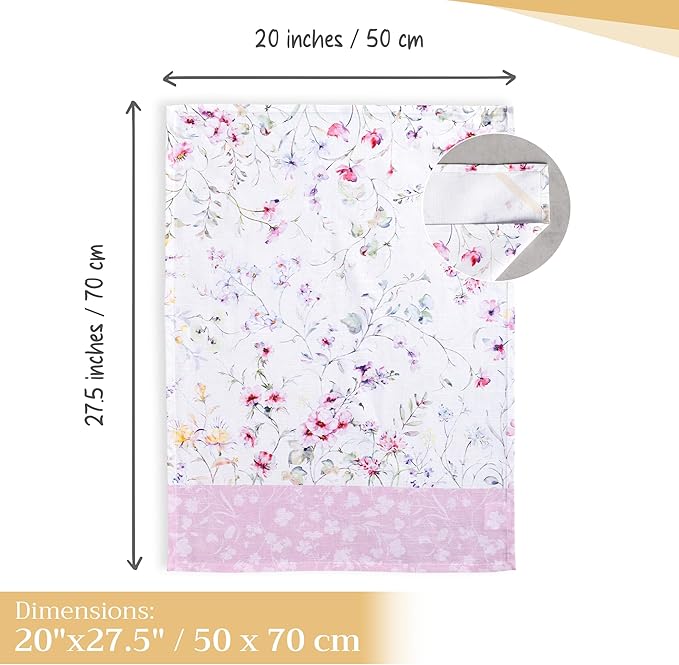 Maison d' Hermine Kitchen Towels Set of 3 100% Cotton 27.50" x 20" Reusable Cloth Tea Dish Towels Absorbent with Hanging Loop for Kitchen, Home, Dining, Cocktail Parties Spring/Summer (Summer Floral)