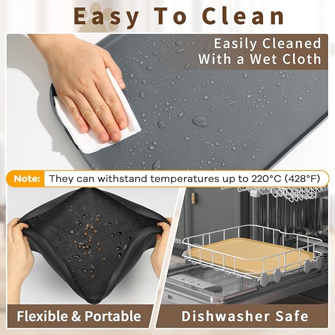Smilool Silicone Pet Food Mat with Raised Edge for Food and Water Bowl, Dog Feeding Mats, Cat Food Trays for Floor Waterproof, Rubber Tray for Dogs and Cats, 22 x 14 x 0.8 Pink