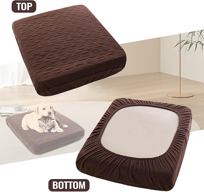 Nanbowang Waterproof Dog Bed Cover Replacement - Washable Pet Hair Easy to Remove, Dog Pillow Quilted for Dogs/Cats, 44x54 Brown