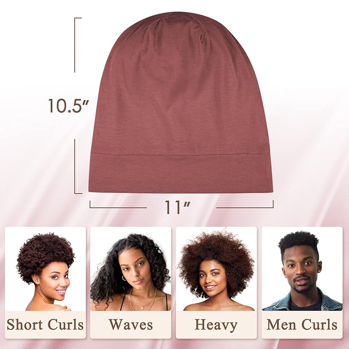 OLESILK 100% Mulberry Silk Bonnet for Sleeping Women, Silk Hair Wrap for Sleeping, Silk Sleep Bonnet for Women&Men, Real Silk, Not Satin, Reddish Brown