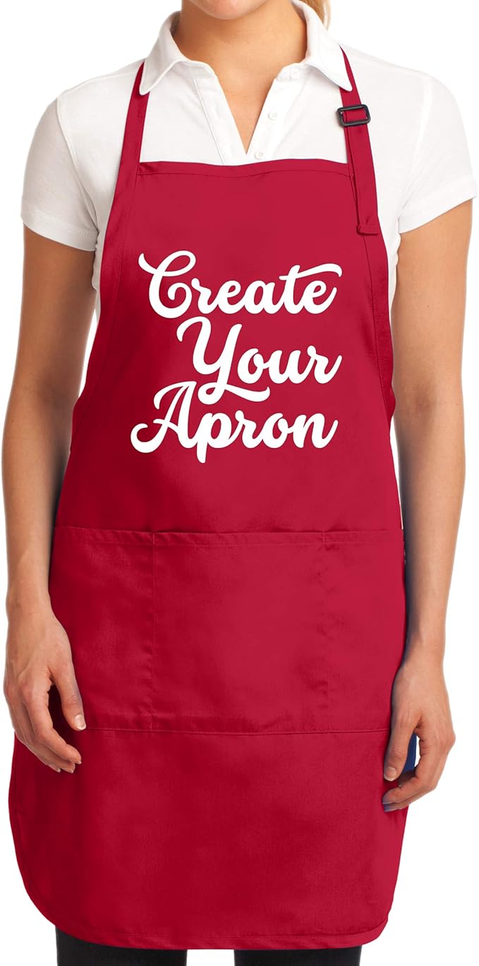 TEEAMORE Custom Aprons for Women Men Add Your Text Personalized Chef Kitchen Apron