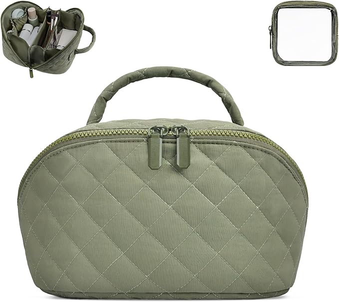 SXS LACONIC Makeup Bag,Quilted Puffer Cosmetic Bags,Travel Toiletry Bag for Women,Large Capacity Waterproof Make up Bag Set