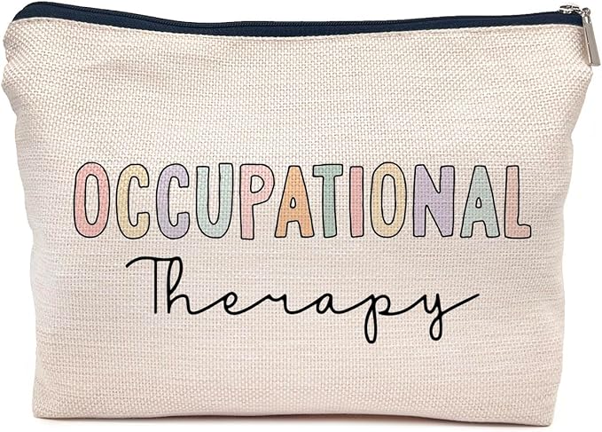 IWXYI Boho Therapist Occupational Therapy Makeup Bag, White, Rectangular, Zipper Closure, Perfect for Everyday Use, Travel, Storage
