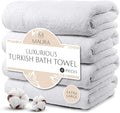 MAURA White Extra Large Turkish Cotton Luxury Bath Towels Set of 4. Ultra-Soft, Thick & Plush Towels for Bathroom - Pure White