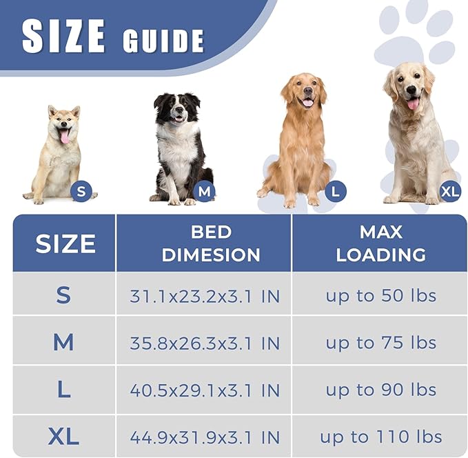 OUPEIWAWA Orthopedic Outdoor Waterproof Dog Beds for Medium Dogs, Washable Pet Bed with Egg Crate Foam Pet Bed Mat for Crate and Removable Oxford Fabric Cover,36"x 26", Navy