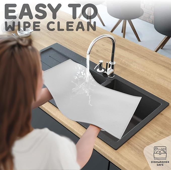 PetHappily Dog Food Mat - Raised Edges Dogs Mat for Food and Water Prevent Spill, Waterproof Cat Food Mats Protect Floors, Easy Clean Dog Bowl Mats for Food and Water, Silicone Pet Food Tray
