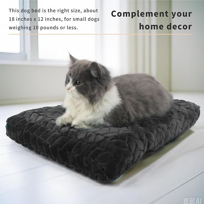Cat Mat Black Cat Bed for Indoor Cats 18 Inch Washable Comfy Cushion,Up to 10 lbs Soft and Fluffy Small Dog Bed for Crate Tire Printing