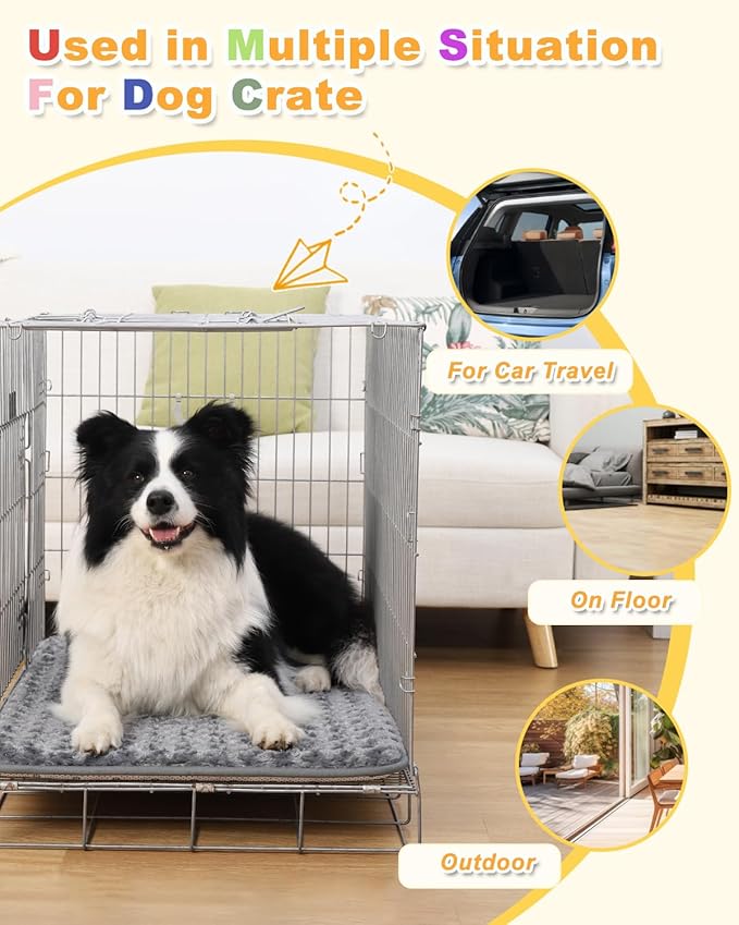 XL Dog Bed for Crate High Resilience Foam Crate Pad Mat for Large Dogs Washable Anti-Slip,41" x 27",Dark Gray