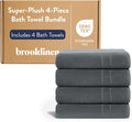 Brooklinen Super-Plush Turkish Cotton Bath Towels - Set of 4 - Cotton, 820 GSM, Highly Absorbent, Machine Washable, Perfect for Home & Bathroom (30" x 58", Slate Grey)