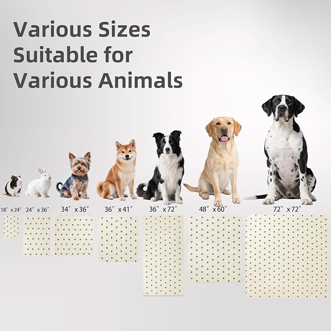 PUPTECK Washable Pee Pads for Dogs - Waterproof Reusable Puppy Potty Training Pads Whelping Mat - Fast Absorption Non-Slip Pet Food Feeding Mat (Beige, 48x60 Inch (Pack of 2))