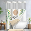 GICDSU No Hook Shower Curtain with Snap in Liner, Waffle Shower Curtain Set for Bathroom, Mid Century Style with Semi-Sheer Top Window, Waterproof & Washable, 71" W x 86" L