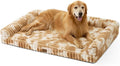 COZY KISS Cute Dog Bed for Extra Large Dogs, Faux Rabbit Fur Orthopedic Dog Bed with Sides, Removable Washable Cover & Waterproof Lining, Comfortable Pet Couch, Tie-Dye Brown (48" L x 35" W x 7.5" Th)