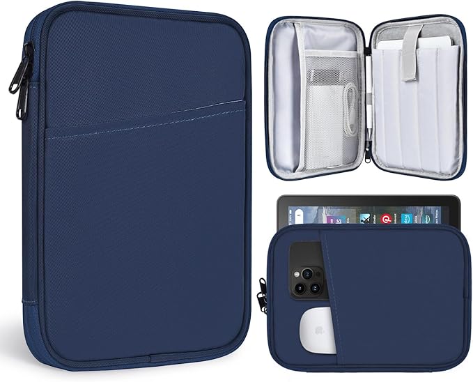 8 Inch Tablet Sleeve Carrying Case for 8" Amazon Kindle Fire 8/Fire 8 Plus, 8.7" 8" Samsung Galaxy Tab A9/Tab A7 Lite/Tab A, 8.3" 7.9" iPad mini 7 6 5 4 3 2 1, Lenovo Tab M9 M8 Protective Bag(Blue)
