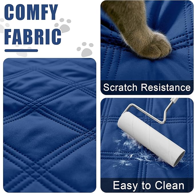 Smiry Waterproof Dog Bed Cover Blanket 82x82, Soft Reversible Pet Blanket, Washable Leakproof Cats Dogs Couch Cover for Sofa, Couch, Furniture, Lattice, Navy/Blue