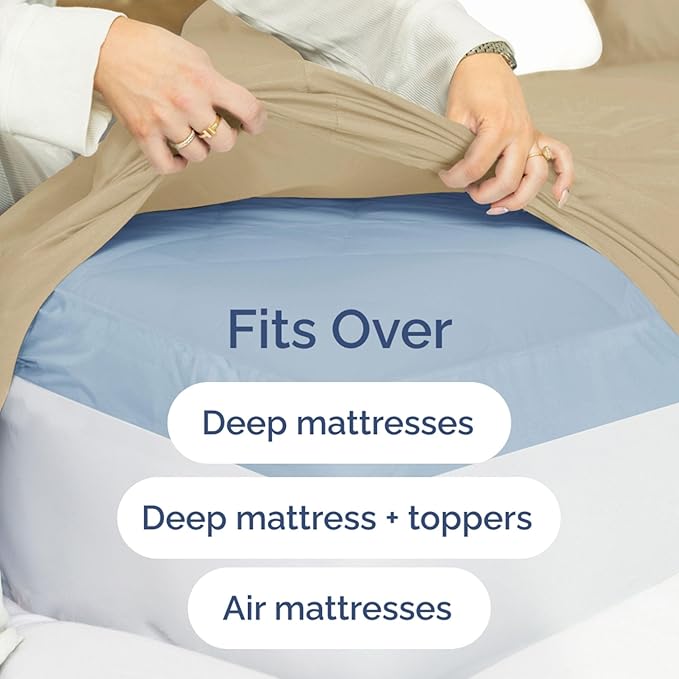 Extra Deep Pockets 400 Thread Count 100% Cotton 4 Piece Queen Size Bedding Sheet Set - Breathable & Cooling - Hotel Luxury Bed Sheets Set - Extra Soft, Wrinkle Free & Comfy Beige Bedding Sheets Set
