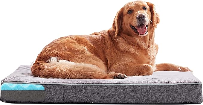 GOHOO PET Orthopedic Memory Foam Dog Bed, Cooling Dog Beds Waterproof Pet Bed for Crate with Removable Washable Cover, L(35inch,65Lbs)