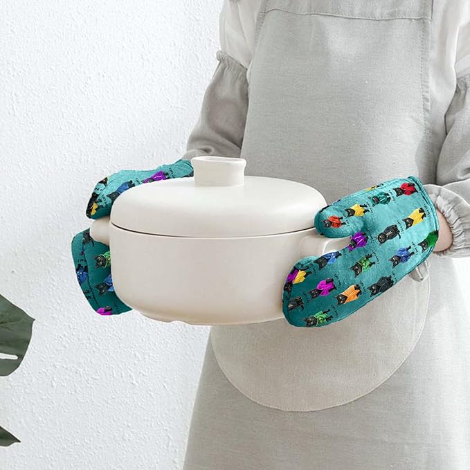 Cat Oven Mitts for Cat Lover,Heat Resistant Kitchen Gloves for Cooking Cooking, Grilling,Baking
