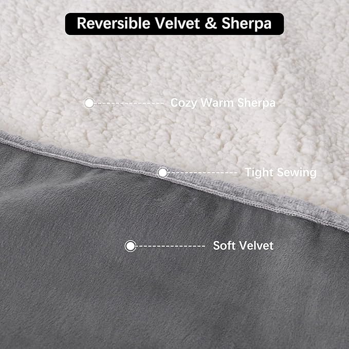 Bigbeer Waterproof Blanket for Bed, Leak Proof Dog Blankets for Couch Sofa Protection, Reversible Pet Sherpa Throw Furniture Protector Machine Washable(60"x80",Darkgrey)