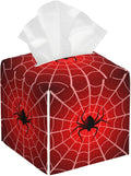 BLYKVGHQ Spider Web Tissue Box Cover Square, Tissue Box Holder with Bottom Belt Leather Facial Paper Organizer Dispenser for Bathroom Bedroom Dresser Night Stand Tabletop