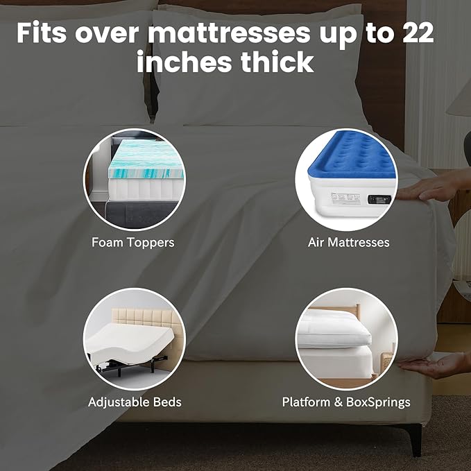 Bedlifes 100% French Flax Linen Sheets Set King Size - 6 Piece Extra Deep Pocket 18-24",Soft Breathable King Bed Sheets with Temperature Regulating & Moisture-Wicking(White
