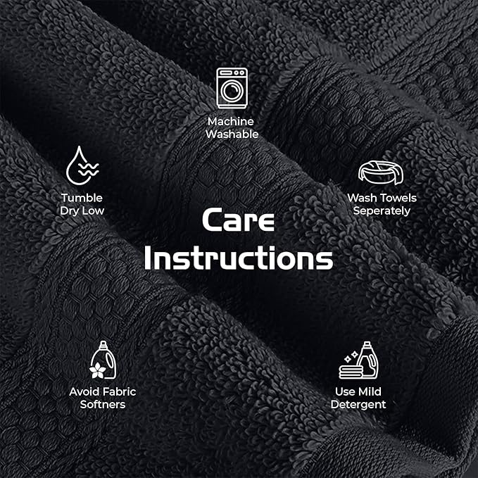 RIVERSIDE 12 Pack Premium 100% Cotton Face Wash Cloths, 12 x 12 Inches, Soft & Absorbent Face Towels for Bathroom Wash Clothes, 550 GSM, Luxury WashCloths for Showering, Body, Spa & Gym, Charcoal