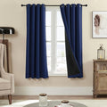 Rutterllow 100% Blackout Curtains 2 Panels, Full Shade 63 Inches Long Complete Drapes for Living Room, Thermal Insulated Bedroom Window Treatment Drapes (Navy Blue, 52x63 inch)