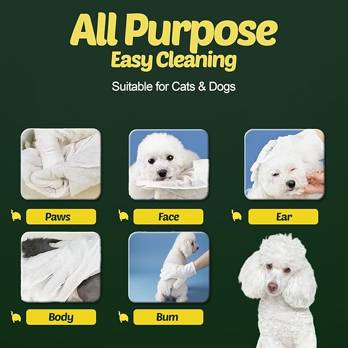 Petazy Dog Wipes for Paws and Butt Ears Eyes | Unscented Natural Pet Wipes for Dogs | Hypoallergenic Dog Wipes Cleaning Deodorizing | Extra Thick Plant Based Wipes Dogs Cats Pets | 100 Count