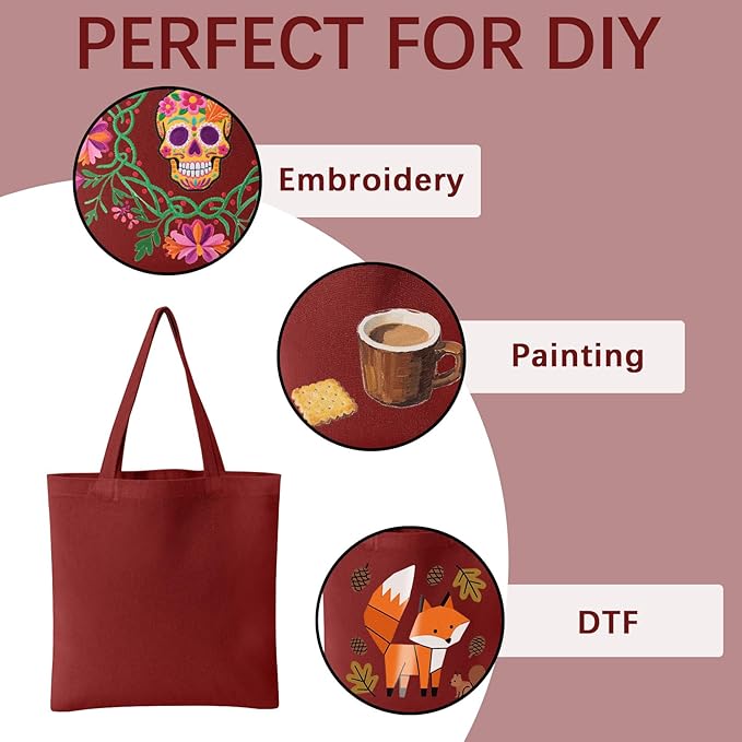 OKBA 10-Pack Blank Reusable Grocery Shopping Cloth Bags canvas tote bags Bulk DIY custom