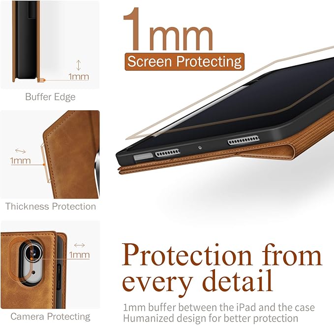 Antbox Case for iPad Air 11-inch M3 (2025) / M2 (2024), iPad Air 5th/4th Generation 10.9'' Vegan Leather with Pencil Holder Typing Angle Auto Sleep/Wake Muti-Stand