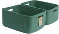 MiniArk Large Storage Baskets for Shelves, Closet Organizers Bins for Clothes Blanket Towels, Baby Nursery, Toy Baskets Box, Woven Rope Baskets, 17 x 13 x 7.5”, 2 Packs Green