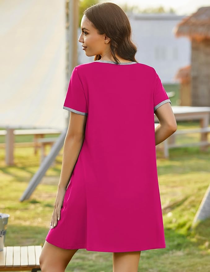 Ekouaer Zip Up Robes for Women Short Sleeves Zipper House Coat Short Bathrobes Lightweight Nightgown with Pockets S-3XL