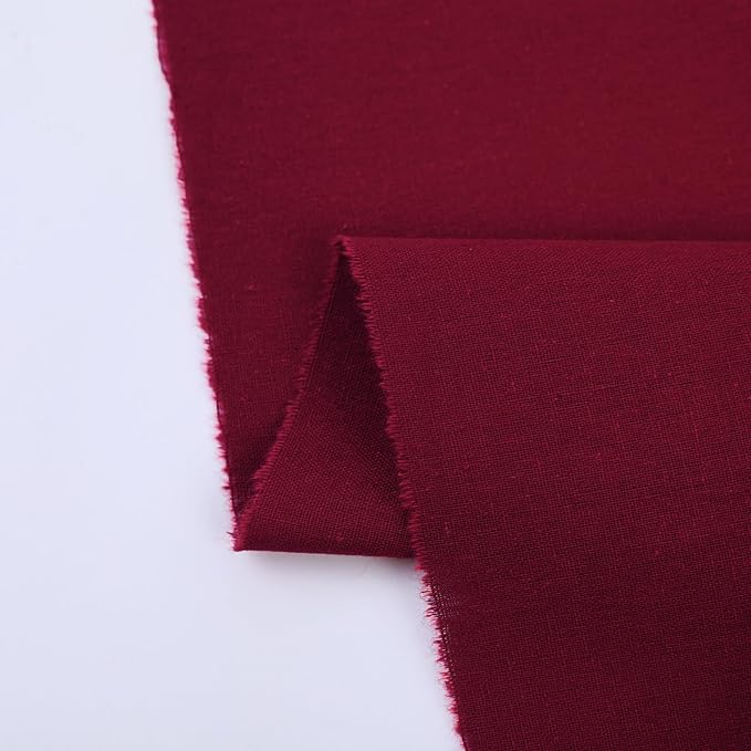 Cotton Fabric Natural Cotton Poplin Fabric by The Yard 100% Cotton, 59 Inches Wide Soft Embroidery Fabric Material for Quilting, Sewing, Crafts, Binding, Backing and Lining (Burgundy, 5 Yard)