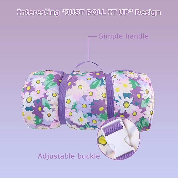 Hi Sprout Toddlers Nap Mat with Removable Pillow and Soft Blanket, Lightweight Daycare Preschool Kindergarten Sleeping Bag, Travel Slumber for Kids Girls Boys