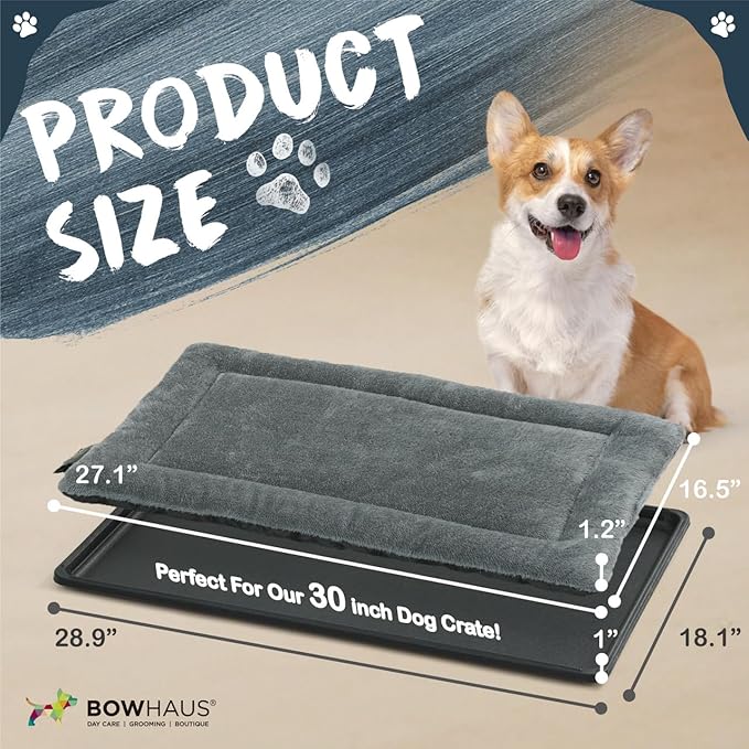 BOWHAUS Machine-Washable Dog Bed Pad & Tray for 30-Inch Kennel, Non-Slip Flat Cozy Sleeping Mat & Easy-Clean Plastic Replacement Crate Pan, Comfortable & Durable for Dogs, Rabbits, Cats, Various Pets