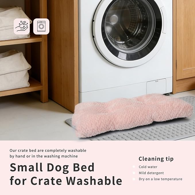 Necesitar 18 inch Dog Crate Bed Dog Mats for Sleeping,Up to 10 lbs Fluffy Pink Puppy Pad XXS