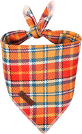 UP URARA PUP Fall Dog Bandana – Orange Yellow Plaid Triangle Scarf for Small Medium Large Dogs, Soft Cotton Pet Bib for Autumn Thanksgiving, Adjustable Dog Kerchief for Daily Fall Wear