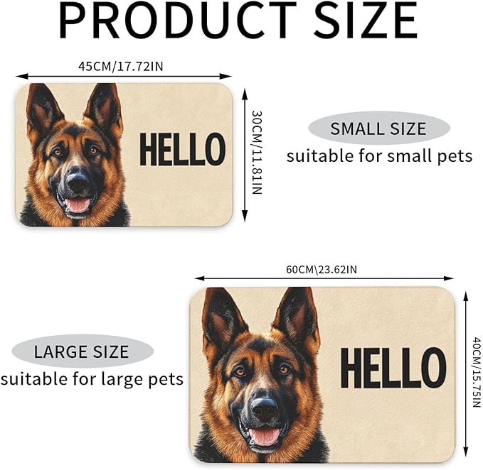 German Shepherd Dog Food Mat for Floors Waterproof,Quick Dry Anti-Slip Dog Bowl Mats for Food and Water,Pet Feeding Mats,Pet Placemat for Messy Drinkers to Protect Floors,Pets Supplies 23.62×15.75in