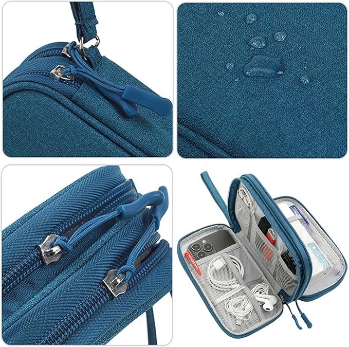 CAAORDKSO Electronics Organizer Pouch, Travel Cable Organizer Bag Waterproof Portable Electronic Accessories Organizer Case for Cable, Cord, Charger, Phone, Power Bank, Earphone (Dark Green, Large)