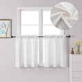 Lecloud Bessie Short Curtains 24 Inch Length Set of 2, Faux Linen Cafe Kitchen Curtain Tiers, Rod Pocket Tiers Window Treatment for Living Room Bedroom Bathroom, Each 30 W x 24 L, Natural
