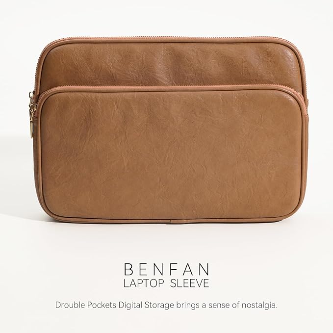 Benfan Laptop Sleeve Bag 14 Inch Compatible with MacBook Pro 14, MacBook Air 13, Surface Pro 9, Surface Laptop Studio Color Brown