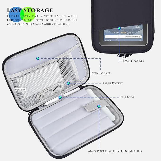 8-9 Inch Tablet Sleeve Bag for Amazon Fire HD 8 / Fire HD 8 Plus 8", Samsung Galaxy Tab A9 8.7" / Tab A7 Lite 8.7" / Tab A 8" & iPad mini 7 6 8.3" / iPad mini 5 4 3 2 1 7.9" Carrying Case(Black)