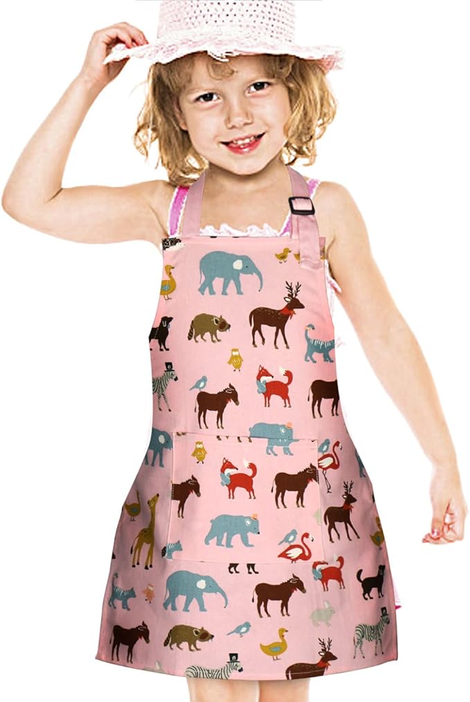 Jennice House Kids Aprons, Cotton Children Aprons with Adjustable Neck Strap Child Chef Aprons