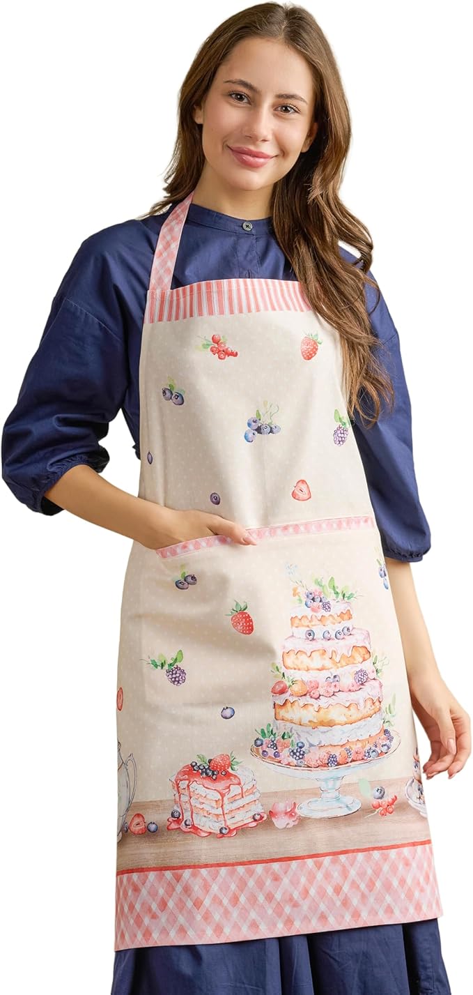 Maison d' Hermine 100% Cotton Apron for women with Pocket Kitchen Chef Apron for Men Cooking Gardening Server Waitress