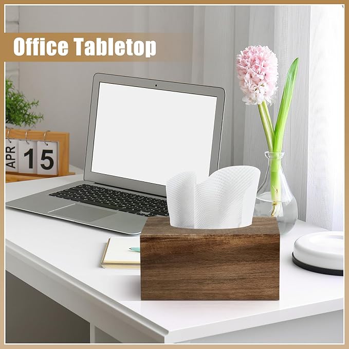 Rectangular Tissue Box Cover, Brown Tissue Box Cover Square Tissue Box Covers Holder for Bathroom Bedroom Dinner Table Office Tabletop
